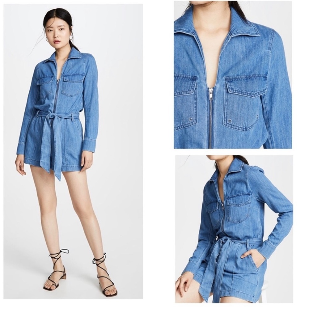 New Veronica Beard Keenan Denim Romper